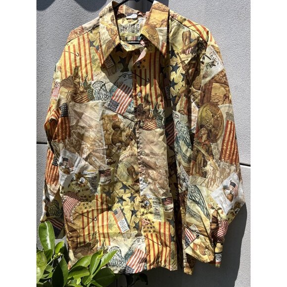 Media Other - Vintage Media 1970’s Men’s Sz XL Long Sleeve USA Patriotic America Shirt RARE